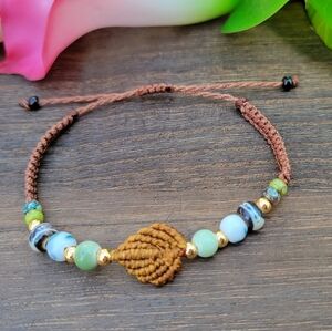 Handmade Beaded Macrame Leaf Bracelets